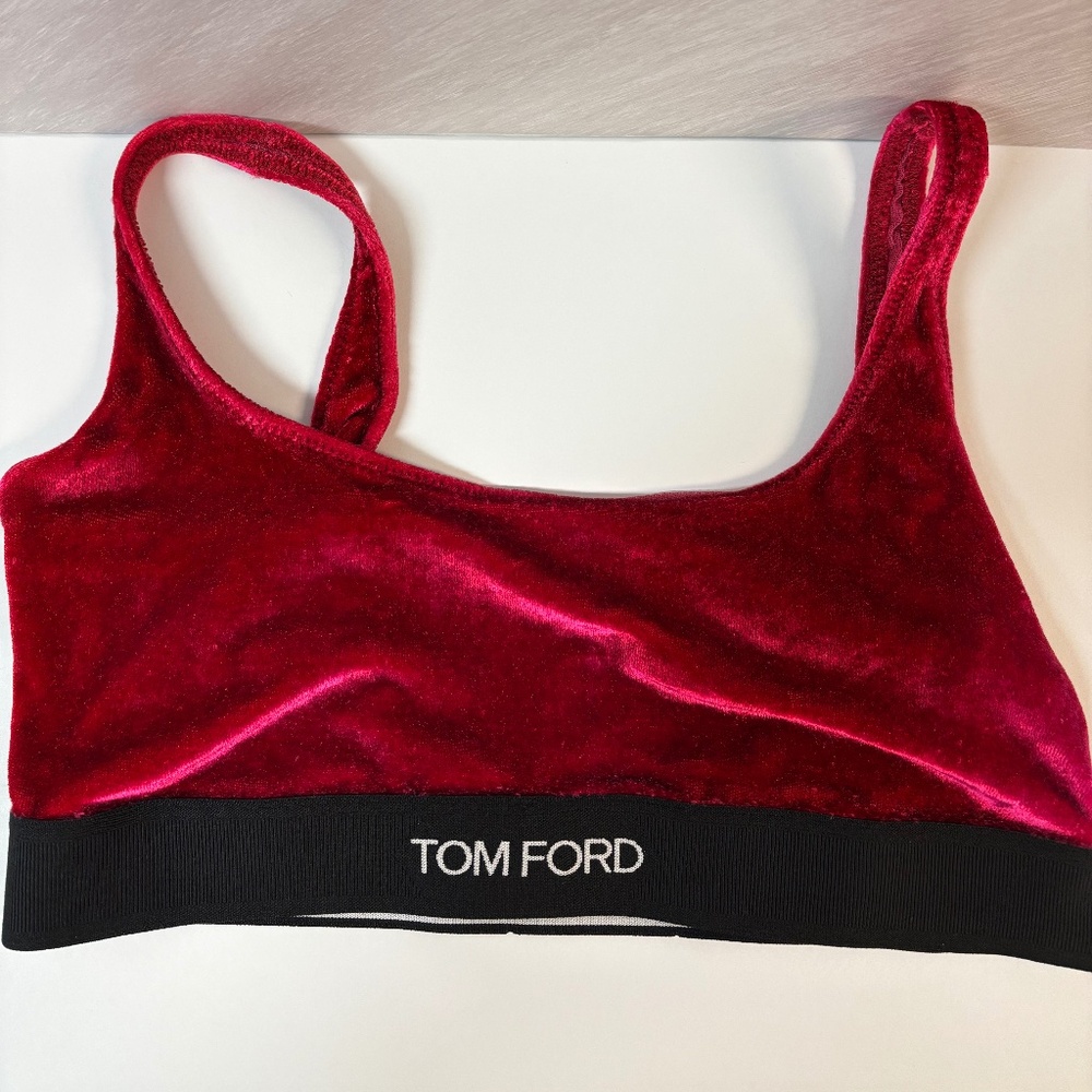 Tom Ford logo- Jacquard Velvet Bralette top